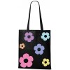 Nákupní taška a košík Plátěná taška s květinami Černá 1118
