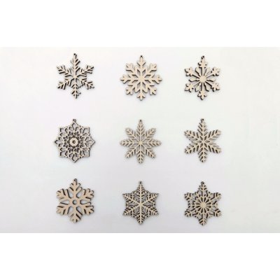 MAJADESIGN Dřevěné vánoční ozdoby sada FLAKE 9 ks Velikost ozdoby: 8 cm – Hledejceny.cz