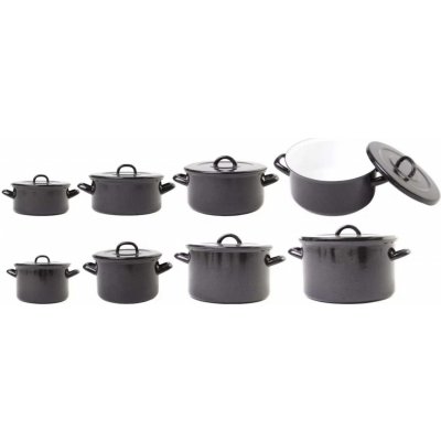 Olymp Sada smaltovaného nádobí BERYL černý 8 ks – Zboží Dáma