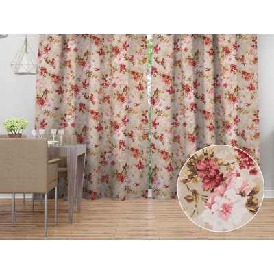 Biante Dekorační závěs Leona LN-167 Plané růže na béžovém 130x200 cm – Hledejceny.cz