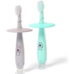Babyono silikonový zubní kartáček se zarážkou 12+ šedá soft – Sleviste.cz