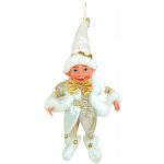 MagicHome Vianoce Dekorace MagicHome Vánoce, elf, textil, bílý, 14/35 cm – Hledejceny.cz