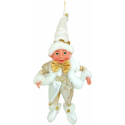 MagicHome Vianoce Dekorace MagicHome Vánoce, elf, textil, bílý, 14/35 cm – Hledejceny.cz