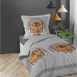 Dumdekorace bavlna povlečení na postel šedé barvy s tygrem JACANA 140x200 140x200 – Zboží Mobilmania