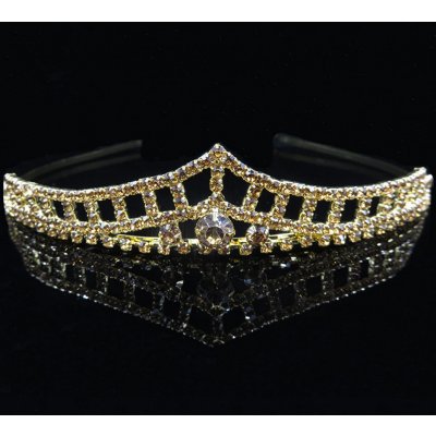 B-Top svatební korunka do vlasů s hnědými krystaly zlatavá – Zboží Mobilmania