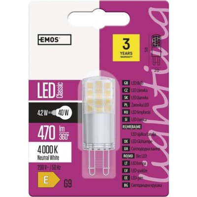 Emos LED žárovka Classic JC 4,2W G9 neutrální bílá – Zbozi.Blesk.cz