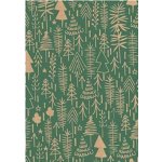 Ditipo Dárkový balicí papír vánoční 70 x 200 cm Kraft zelený, béžové stromky – Zboží Mobilmania