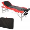 Masážní stůl a židle Feel2Home Masážní stůl 3 zóny hliníková černá/červená Terapeutická lavice Skládací kosmetický stolek