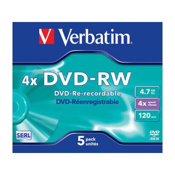 Verbatim DVD-RW 4,7GB 4x, jewel, 5ks (43285)