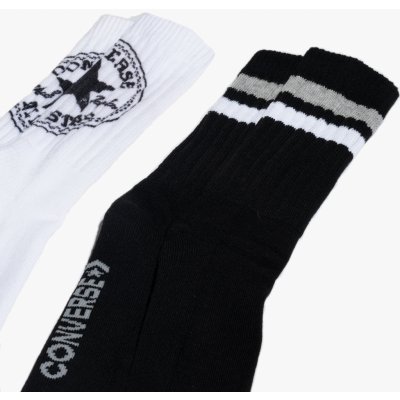 Converse Balení 2ks ponožek 2PP Men’s Fashion Crew 360 Chuck patch 108NCrew White Black – Zboží Mobilmania