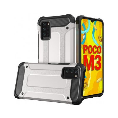 Pouzdro MG Hybrid Armor Xiaomi Redmi Note 10 5G / Poco M3 Pro, stříbrné – Zboží Mobilmania