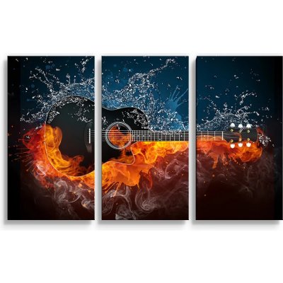 Sablio Obraz - 3-dílný Ohnivá kytara - 120x80 cm – Hledejceny.cz