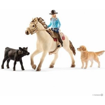 Schleich 42419 set westernová jezdkyně se zvířátky