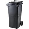 Popelnice Meva popelnice s víkem, plastová, černá, 120 l MT0004-3