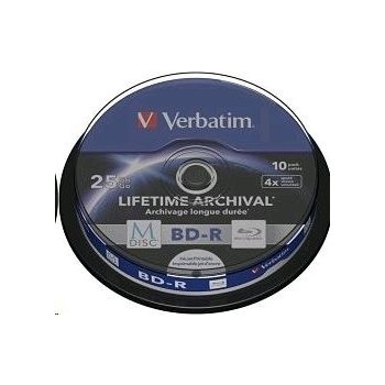 Verbatim BD-R 25GB 4x, M-Disc, printable, spindle, 10ks (43825)