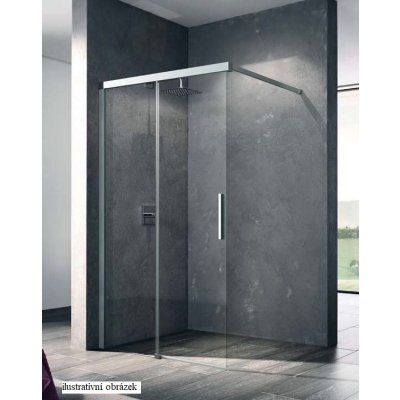 Kermi NICA černá soft Walk-in WALL 1400/2000 Levé, posuvné a pevné pole , čiré sklo s KermiClean NIJ2L140203PK – Sleviste.cz