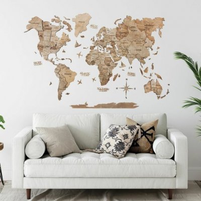 Enjoy the Wood 3D nástěnná dřevěná mapa World Map Terra Prime M – Zboží Dáma