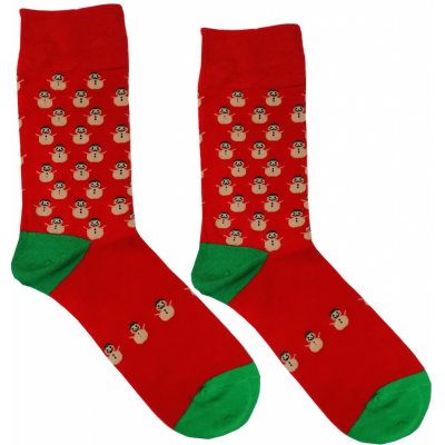 Aura.Via pánské vánoční ponožky SF6699 červená/sněhuláci Červená