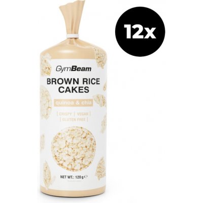 GymBeam Hnědé rýžové chlebíčky quinoa a chia 12 x 120 g – Sleviste.cz