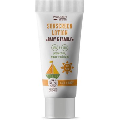 WoodenSpoon opalovací tělové mléko v tubě Baby & Family SPF30 10 ml