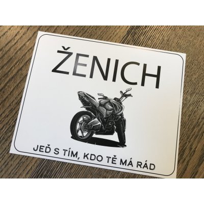 Svatba-eshop Svatební cedulka SPZ na motorku Ženich silniční motorka - SPZ na svatební motorku – Zboží Dáma