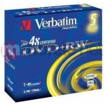 Verbatim DVD+RW 4,7GB 4x, jewel, 5ks (43229) – Zboží Živě