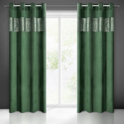 EUROFIRANY ZATEMŇOVACÍ ZÁVĚS NA KROUŽCÍCH MARGOT 140X250 CM TMAVĚZELENÁ – Hledejceny.cz