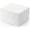 Svatební cukrovinka PartyDeco Dárková krabička bílá se zlatými srdíčky 10 ks