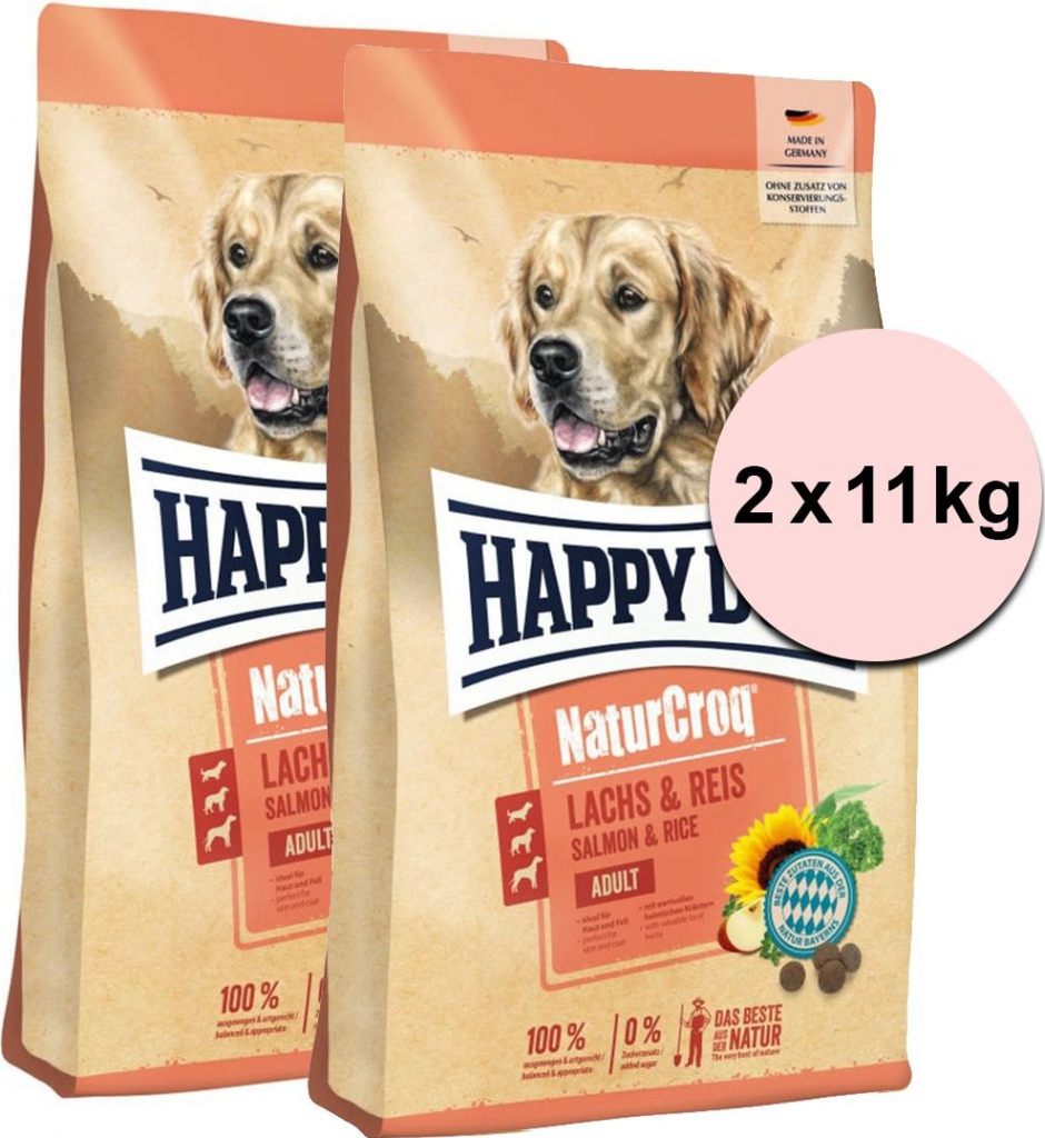 Happy Dog NaturCroq LACHS & REIS 2 x 11 kg