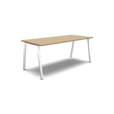 No brand Rovný kancelářský stůl MOON A, 180 x 80 x 74 cm, rovné provedení, bělený dub/bílá 2253