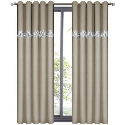BytoTex Dekorační závěs se zirkony s kroužky Amálie cappuccino 140x250 cm (cena za 1 kus) – Zboží Mobilmania