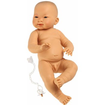 Llorens 45005 NEW BORN CHLAPEČEK- realistická miminko žluté rasy s celovinylovým tělem 45 cm