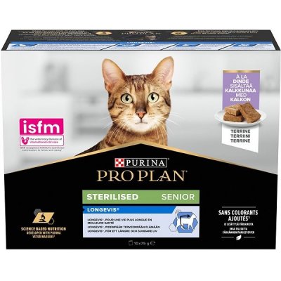 Pro Plan Cat Sterilised Senior terina s krůtou 10 x 75 g