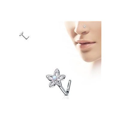 Šperky4U piercing do nosu kytička opál N0085-ST – Zboží Dáma
