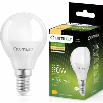 Lumiled LED žárovka P45 E14 7W = 60W 770lm 3000K Teplá bílá 360° Filament Mléčná – Zboží Mobilmania