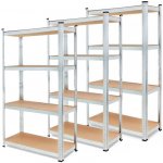 Fistar 3 x Regál 1800 x 900 x 300 mm zinek 4 police stříbrná – HobbyKompas.cz