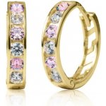 Couple, Kruhové náušnice Elaxi, žluté zlato s růžovými zirkony, Kruhy kloubové, 585-66-3-0380.0Z00.0.14.108.61 – Zboží Dáma
