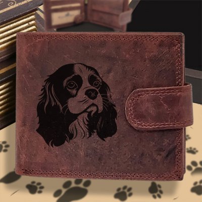 Pánská s motivem pro milovníky psů s obrázkem pejska Kavalír King Charles Španěl Vínová peněženka Carlo