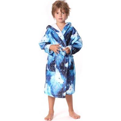 Vestis Dětský župan Lupo s kapucí vlk modrý – Zboží Dáma