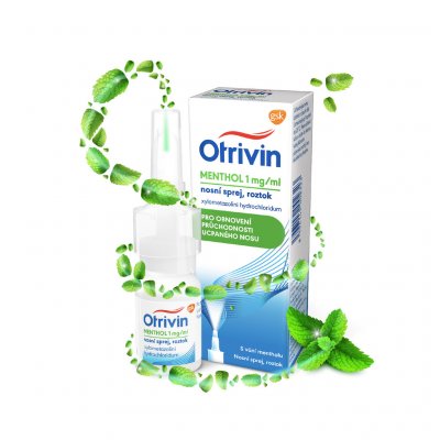 Otrivin Menthol 1mg/ml nosní sprej při léčbě ucpaného nosu 10 ml