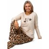 1B1792 tygří zamilované dámské pyžamo se srdíčky béžové