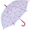 Deštník Průhledný deštník pro děti s růžovým držadlem a puntíky