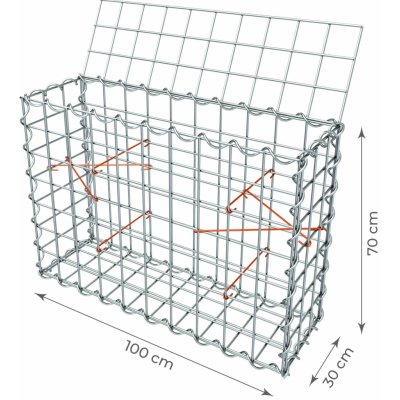 Gabionový koš s víkem 100 x 30 x 70 cm- oko sítě 10x10 cm – Zboží Mobilmania
