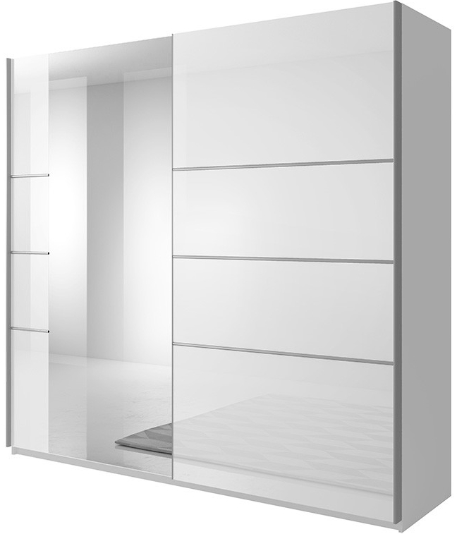 Helvetia Beta 56 z zrcadlem 180 cm Bílý lesk