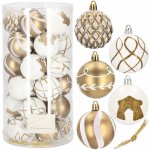 SPRINGOS Vánoční baňky zlato-bílé mix 6cm sada 30ks CA0865-XG – Zboží Dáma