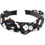 Čelenka s uzlem a potiskem kytiček černá – Zboží Dáma