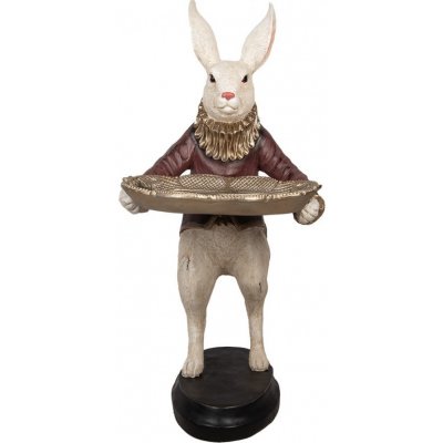Veliká dekorace králík s podnosem a zlatým třpytem 50*63*107 cm – Zboží Mobilmania