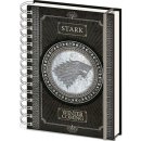 CurePink Poznánkový A5 blok Game of Thrones/Hra o Trůny: Stark Logo 14,8 x 21 cm kroužková vazba SR72501