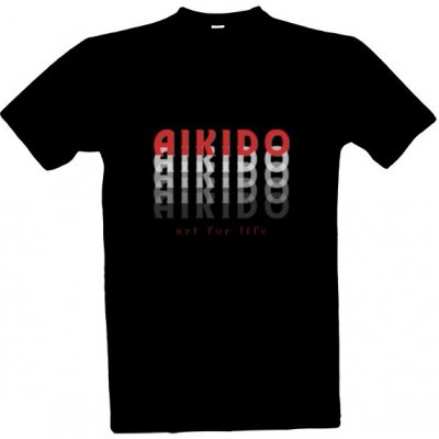 Tričko s potiskem Aikido echo - art for life pánské Černá