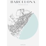 Plakát Barcelona mapa města kruh 50X70 cm – Zboží Mobilmania